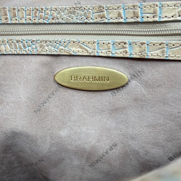 Brahmin Medium Asher Tote Metallic Gold Crocodile Embossed Leather Bag Purse - Picture 11 of 13